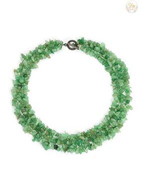 Gemstone Cluster Multi Strand Statement Bib Collar Necklace